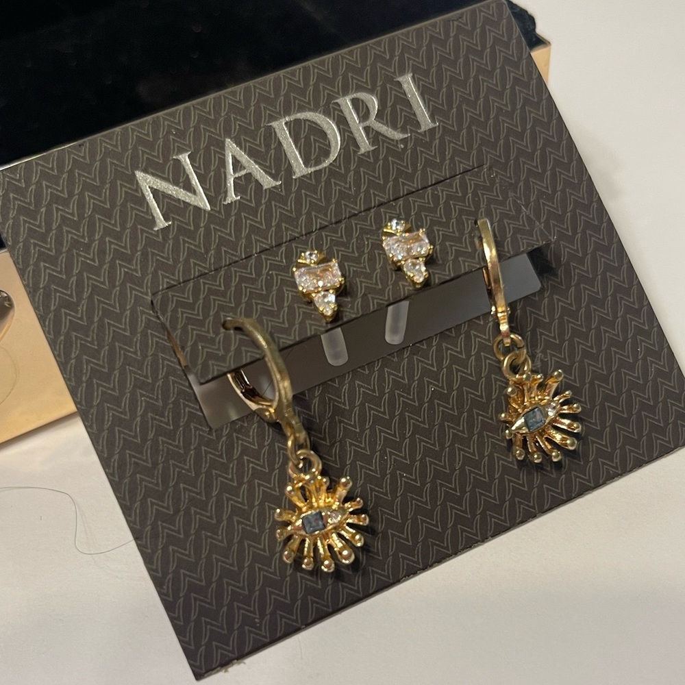 Nadri Gold/Crystal Earrings Set